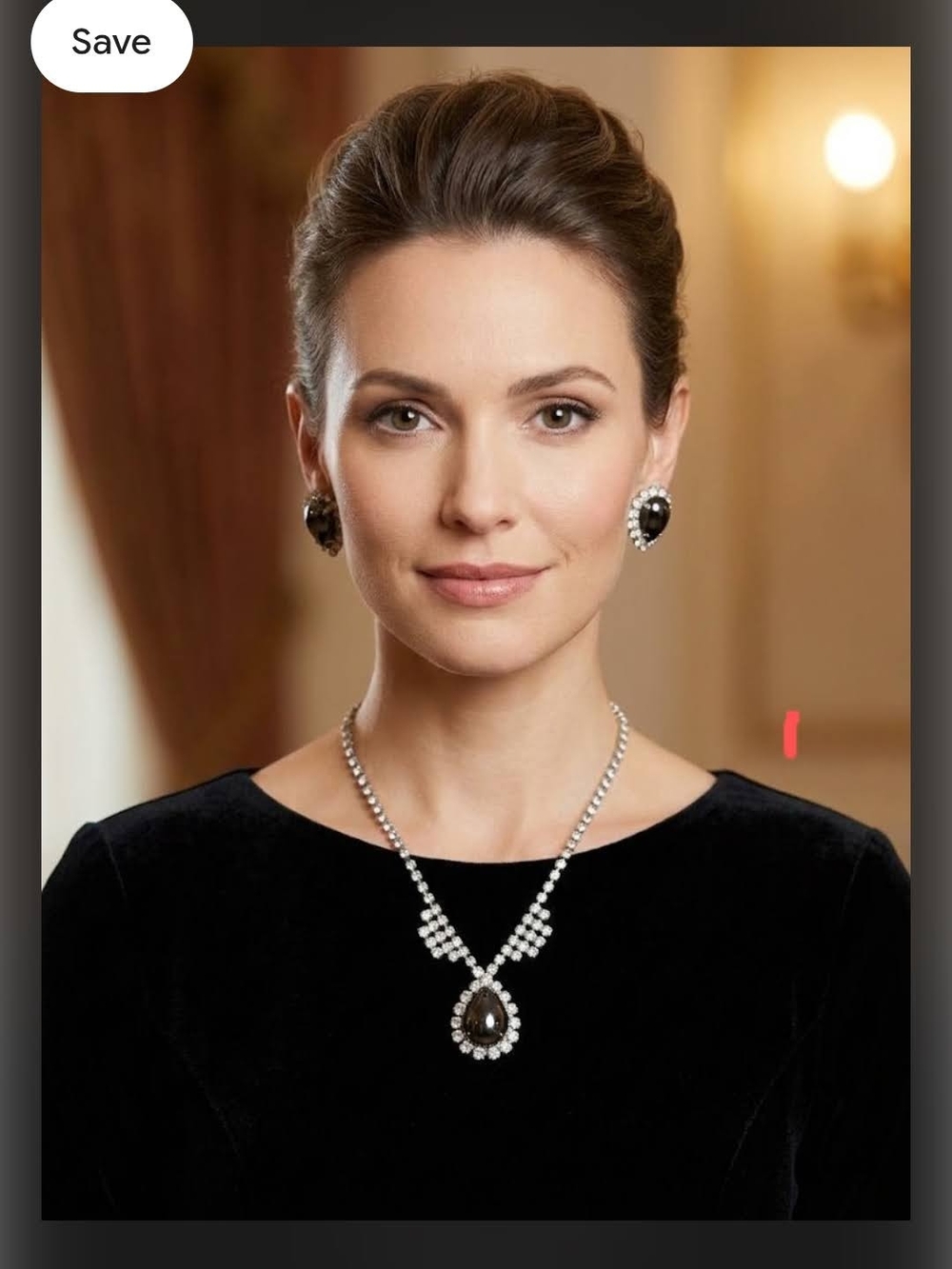 Black Teardrop Pendant Necklace with Clear Accents - Women’s Jewelry.